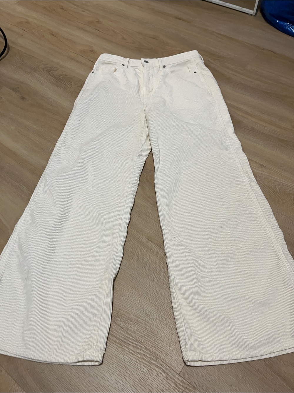 Veronica Beard Taylor Wide Leg Crop High Rise Corduroy Cream 28